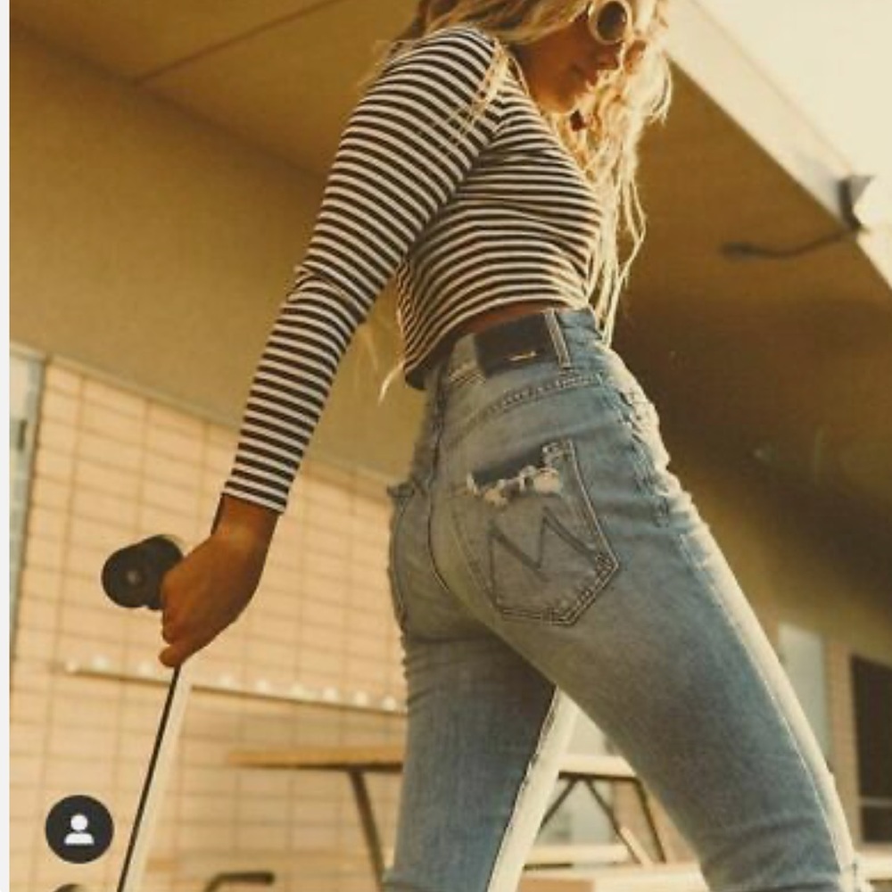 MOTHER High Rise Jeans in Light Blue